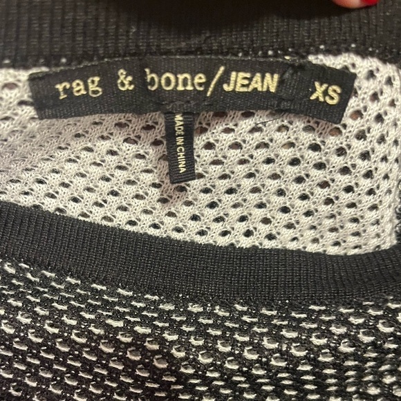 rag & bone Jeans Black/White Martina Long Sleeve  Mesh Layered Shirt Sz XS EUC - Picture 13 of 13